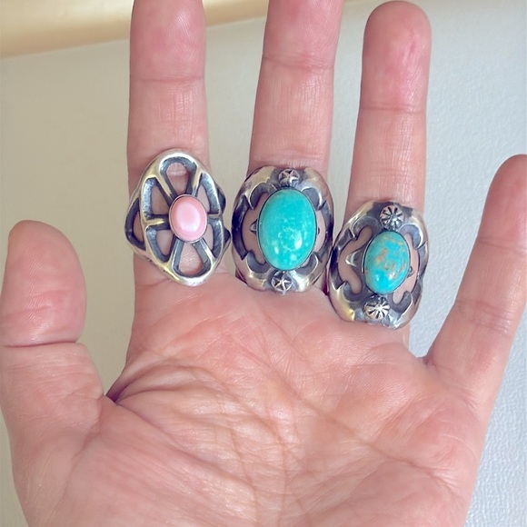 Native American Sterling Silver and Turquoise Ring size 9.5